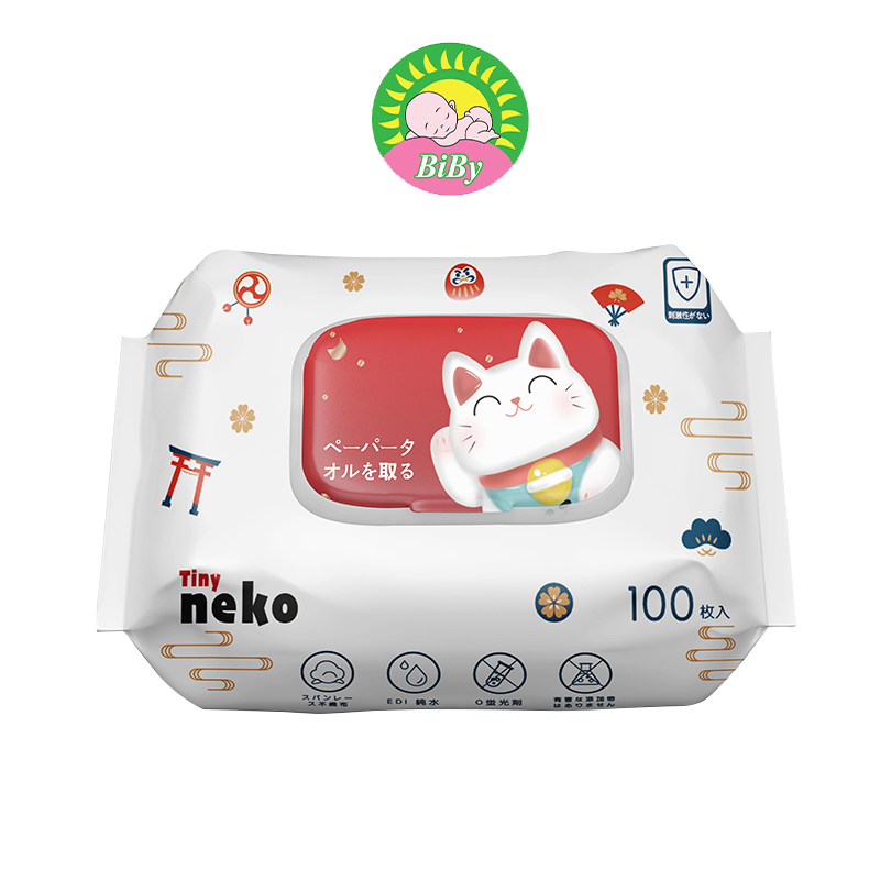 Khăn ướt trẻ em Tiny Neko Bịch 40/100psc - Biby