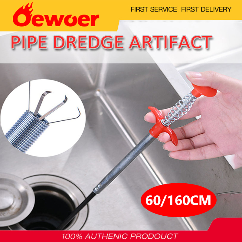 Oewoer 60/160cm Sink Drains Grabber Tool Flexible Long Reach Claw Pick