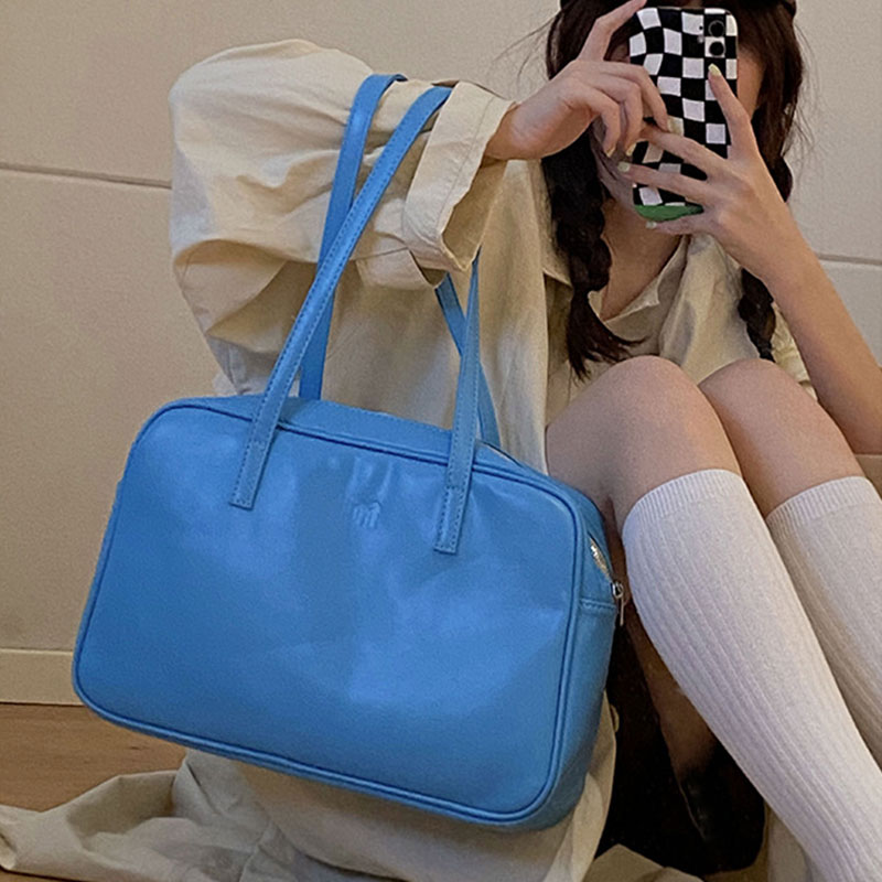 C & K Túi khoác vai dành cho nữ Preppy cặp mới phong cách khối lượng lớn Vai Túi màu trơn đa năng túi xách