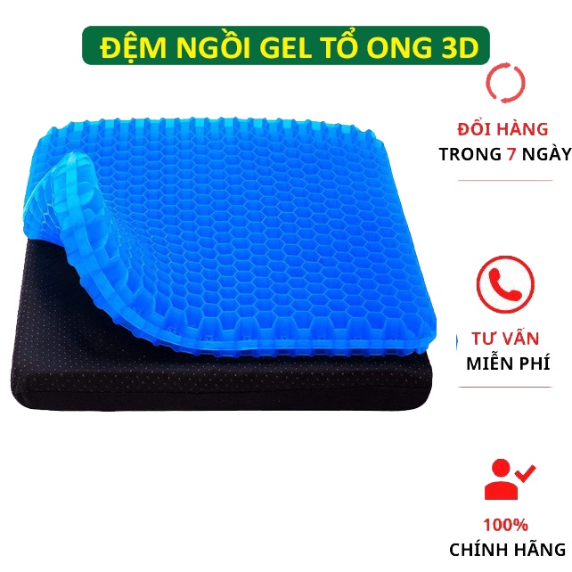 Đệm ngồi 3d 2 lớp thoáng khí - đệm gel tổ ong đàn hồi lót ghế - chống đau mỏi lưng