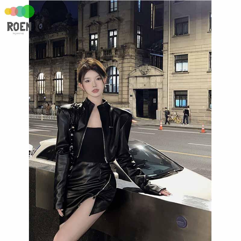 Áo Khoác Da Khóa Kéo Thời Trang Dành Cho Nữ