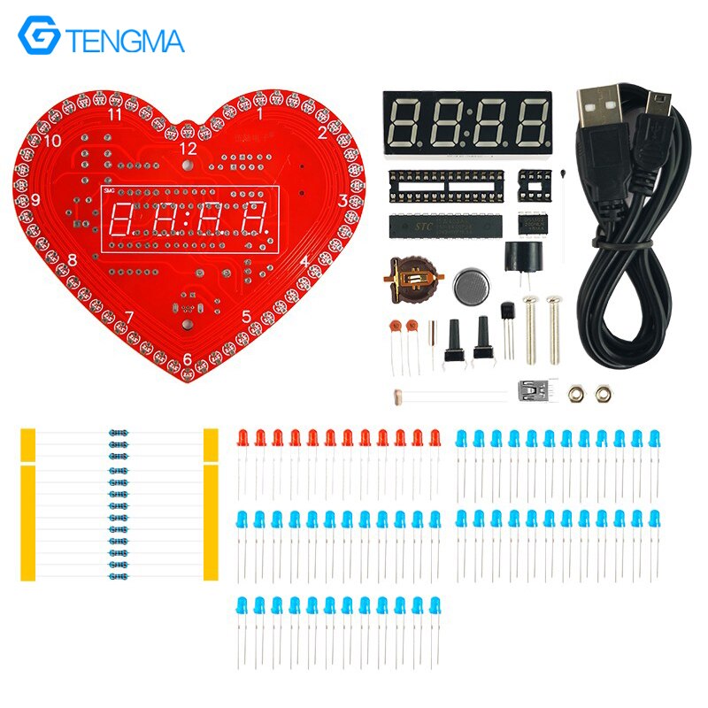 Cardioid Rotating LED Digital Clock Time Temperature Display Multiple Animation DIY Electronic Welding Product Kit