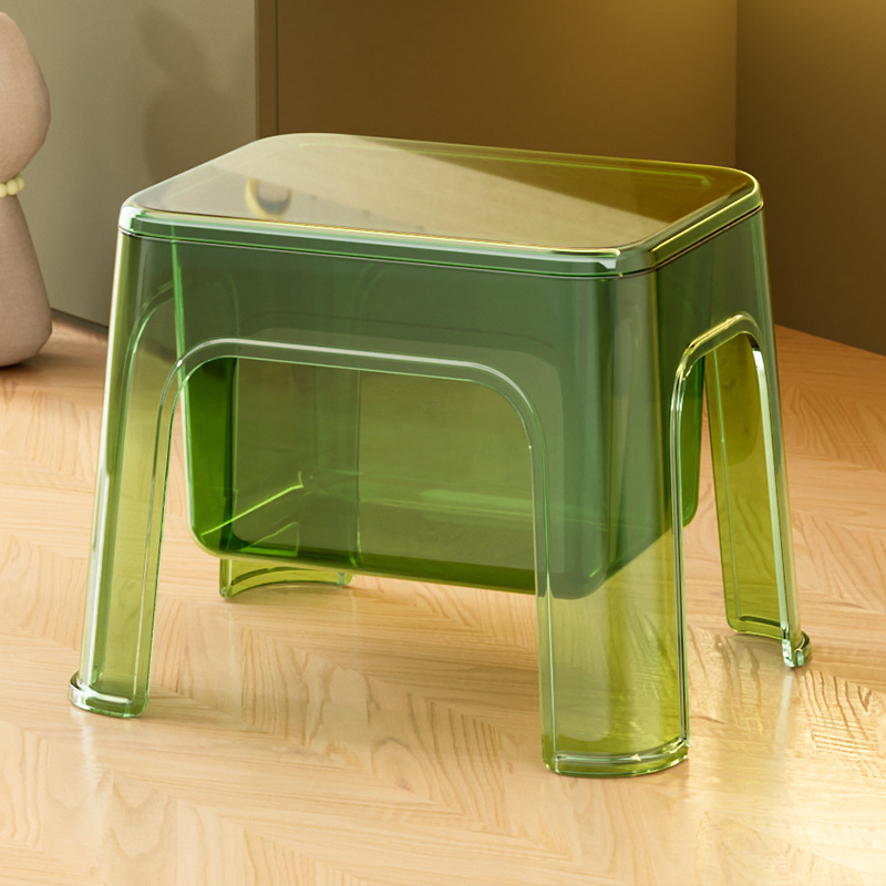 Multifunctional storage stool, transparent shoe-changing stool, household thickened storage doll, storage bucket, plastic small bench