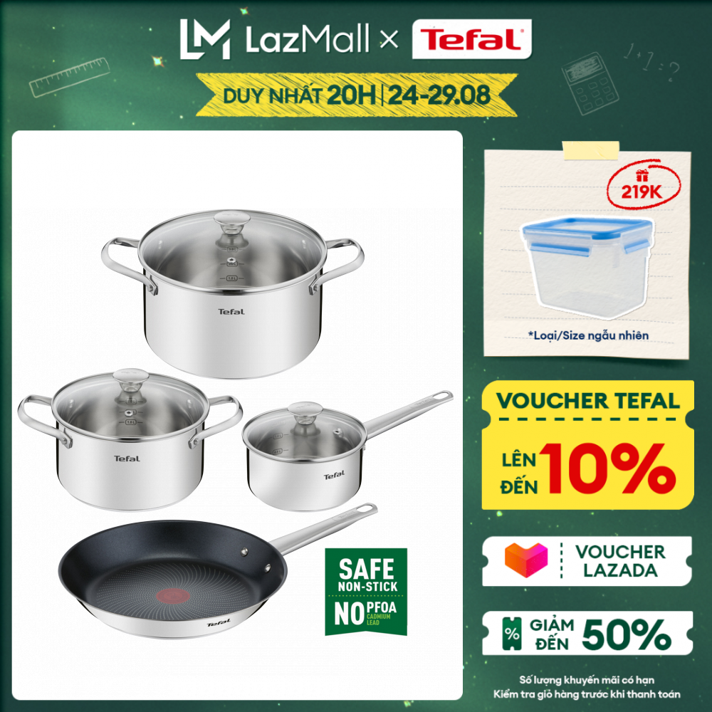 Bộ nồi chảo Inox cao cấp Tefal Cook Eat - Hàng chính hãng