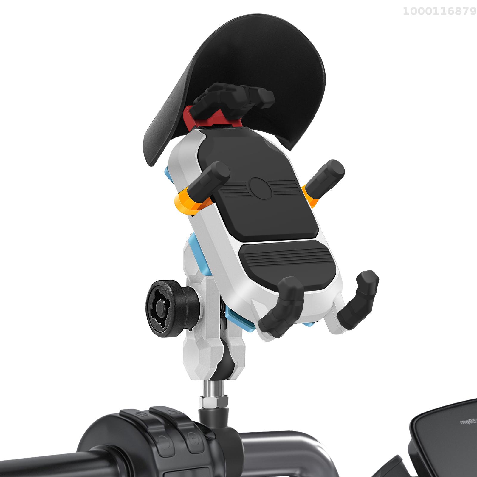 Motorcycle Phone Mount Holder Waterproof Motorcycle Cell Phone Holder Anti-theft 360° Rotation Motorbike Rearview Mirror Mount for 3.5-6.5inch Phone