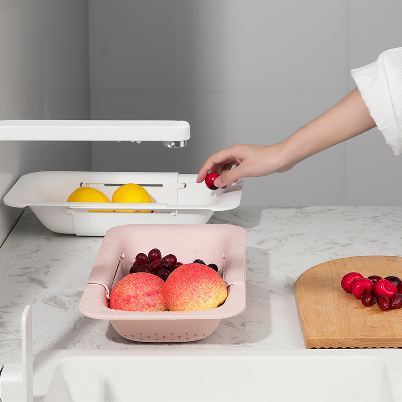 Household sink fruit drain storage basket kitchen thickened telescopic drain rack sink rack