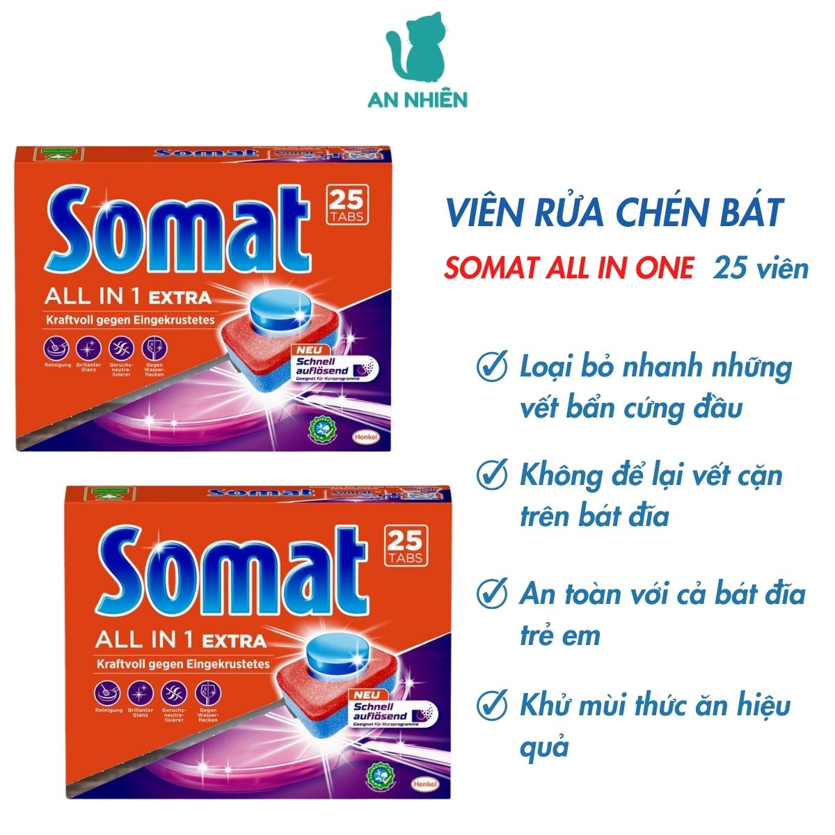 Viên rửa bát Somat All In One Extra hộp 25 viên