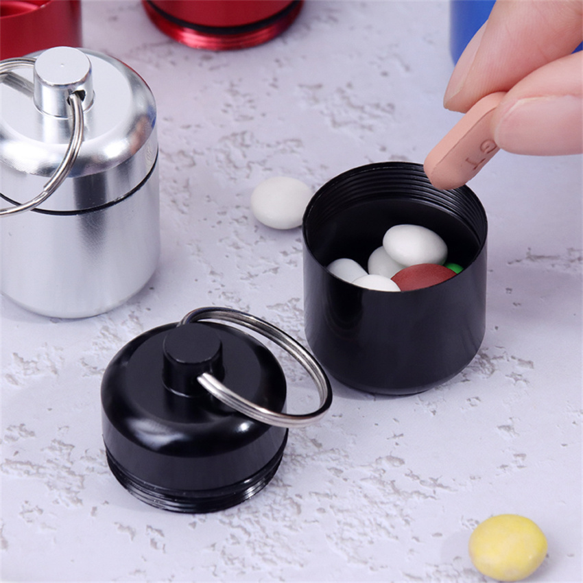 Mini Waterproof Metal Alloy Pill Box Case Bottle Cache Dr-ug Holder Container Keychain Medicine Box He-alth Care For Travel