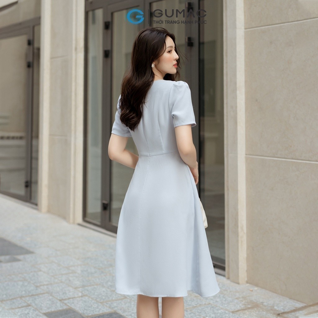 Đầm A cổ phối nơ GUMAC DD05043