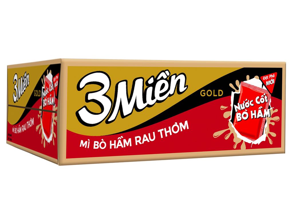 Mì 3 Miền Gold Bò Hầm Rau Thơm Gói 75g