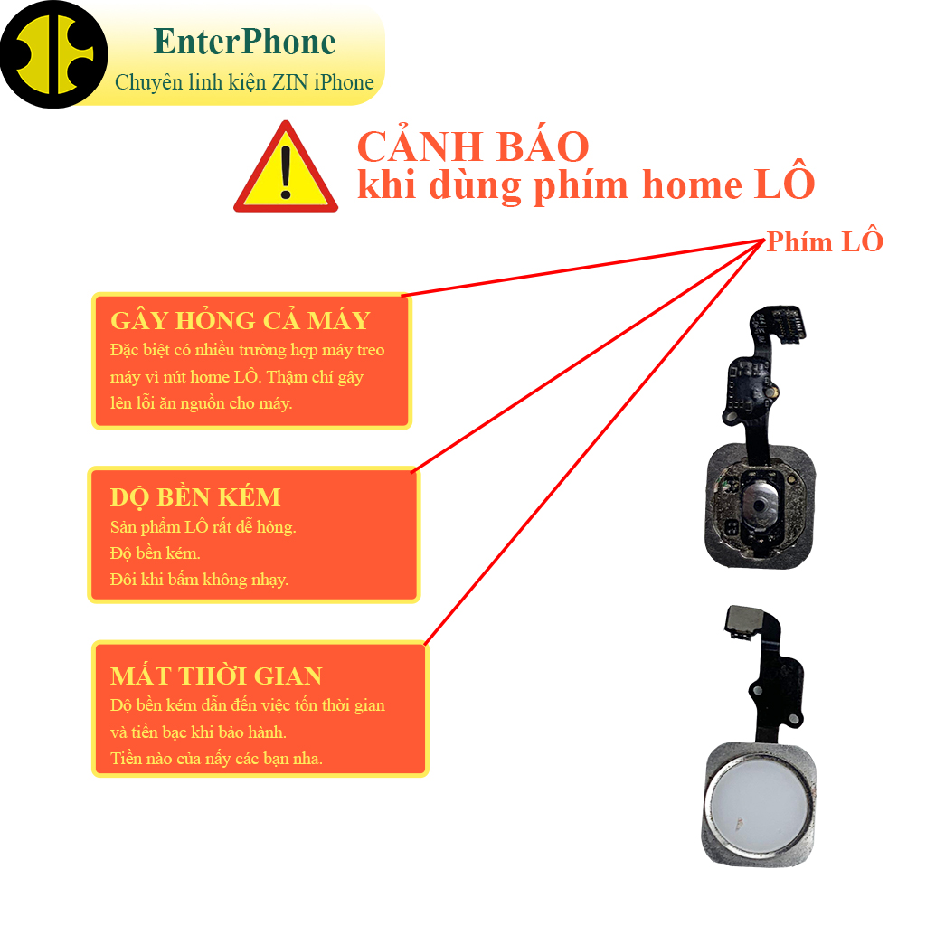 Phím home iP 6, 6 Plus, 6S, 6S Plus zin bóc máy