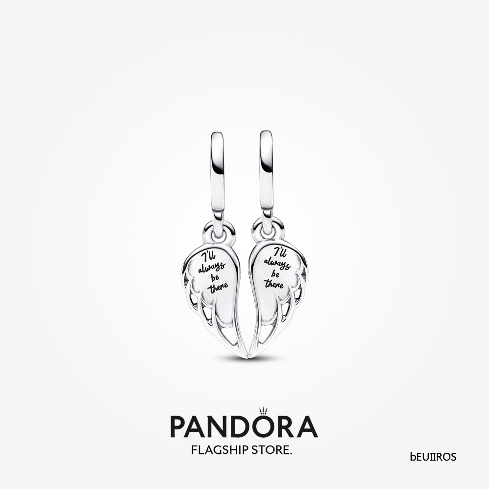 2023 New Pandora Sparkling Splitable Angel Wings Dangle Charm