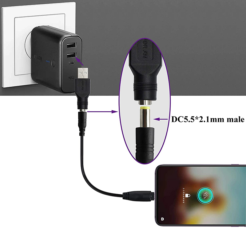 Đầu đổi nguồn USB AM sang DC 5.5x2.1mm cổng cái - hoặc ngược lại DC 5.5x2.1mm cái ra USB đực 1 chiếc