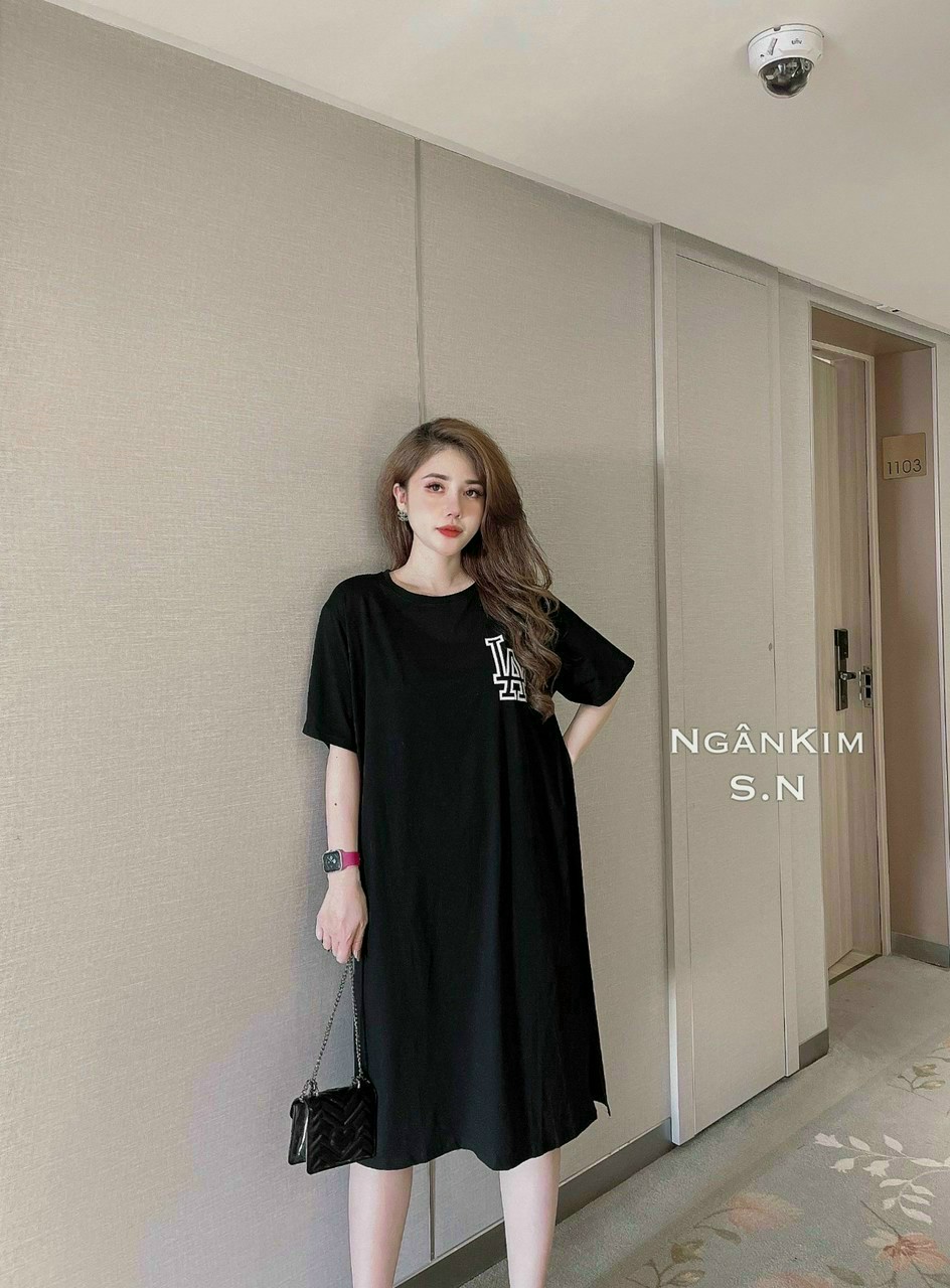 Váy suông bigsize, bầu bí bon chen, vải lụa không nhăn