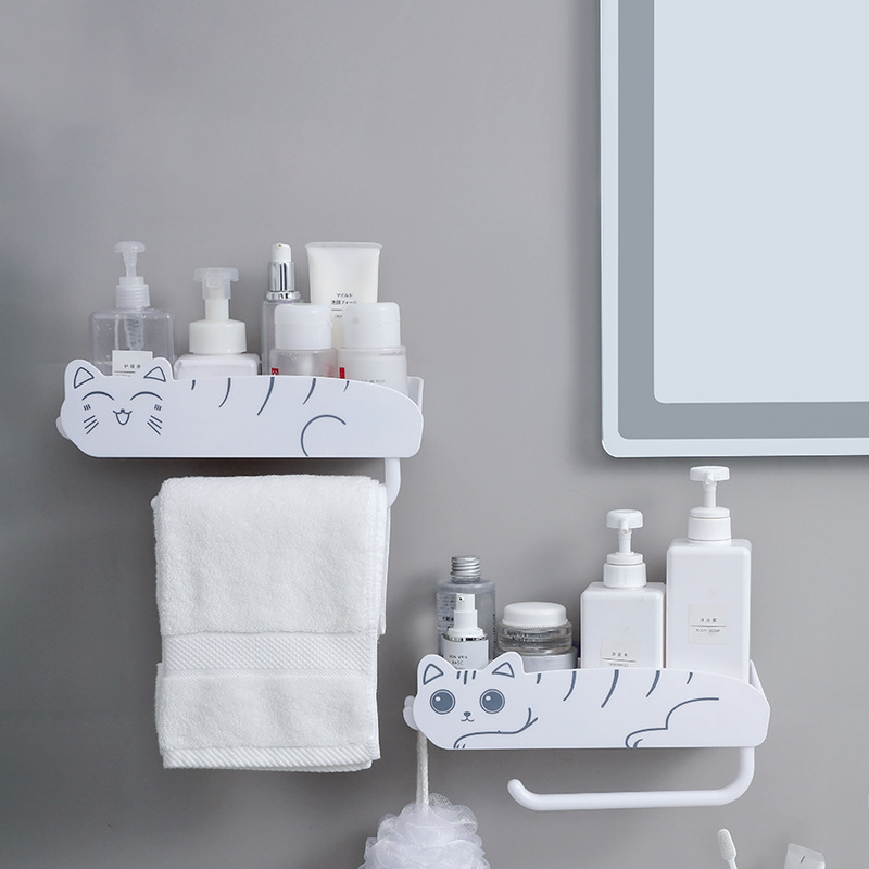 Perforation-free storage shelf Creative pet bathroom toilet plastic storage shelf