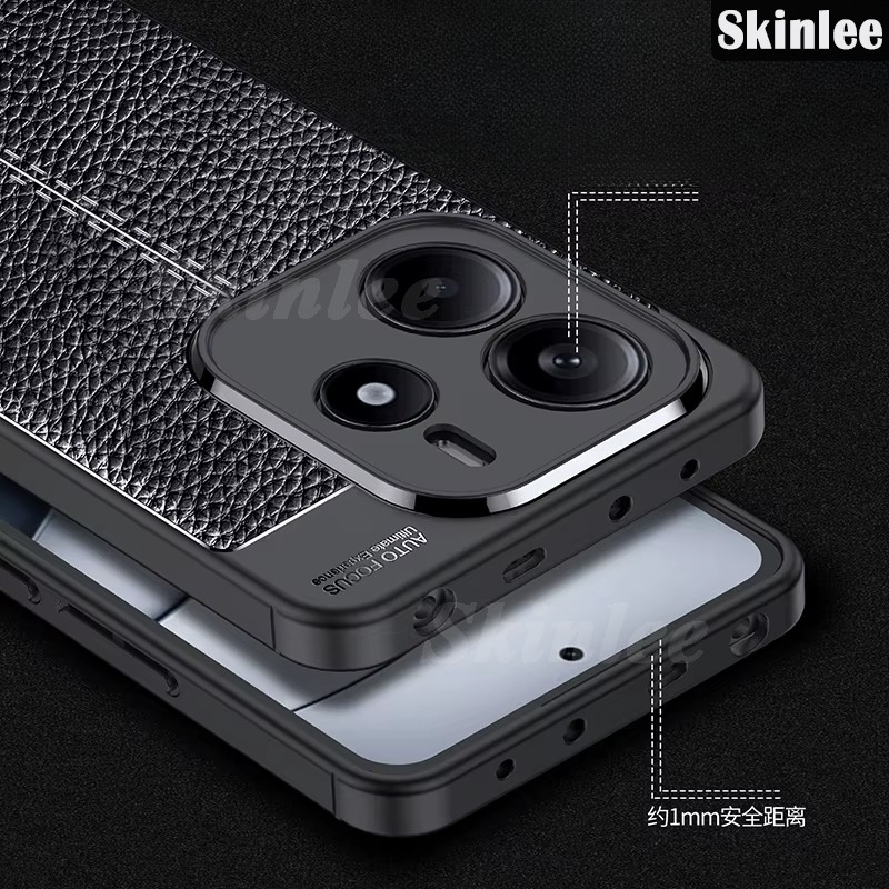 Phone case For Redmi Note 14 Back cover Carbon Leather soft silicon Shockproof cover For Redmi Note 14 Cover cases.
