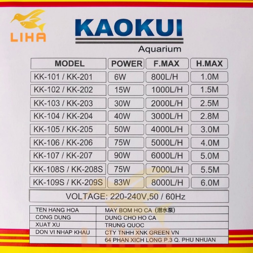 Combo Máy Bơm KaoKui Và Hút Mặt Đáy Bể Cá - Máy Bơm Nước Cho Bể Cá