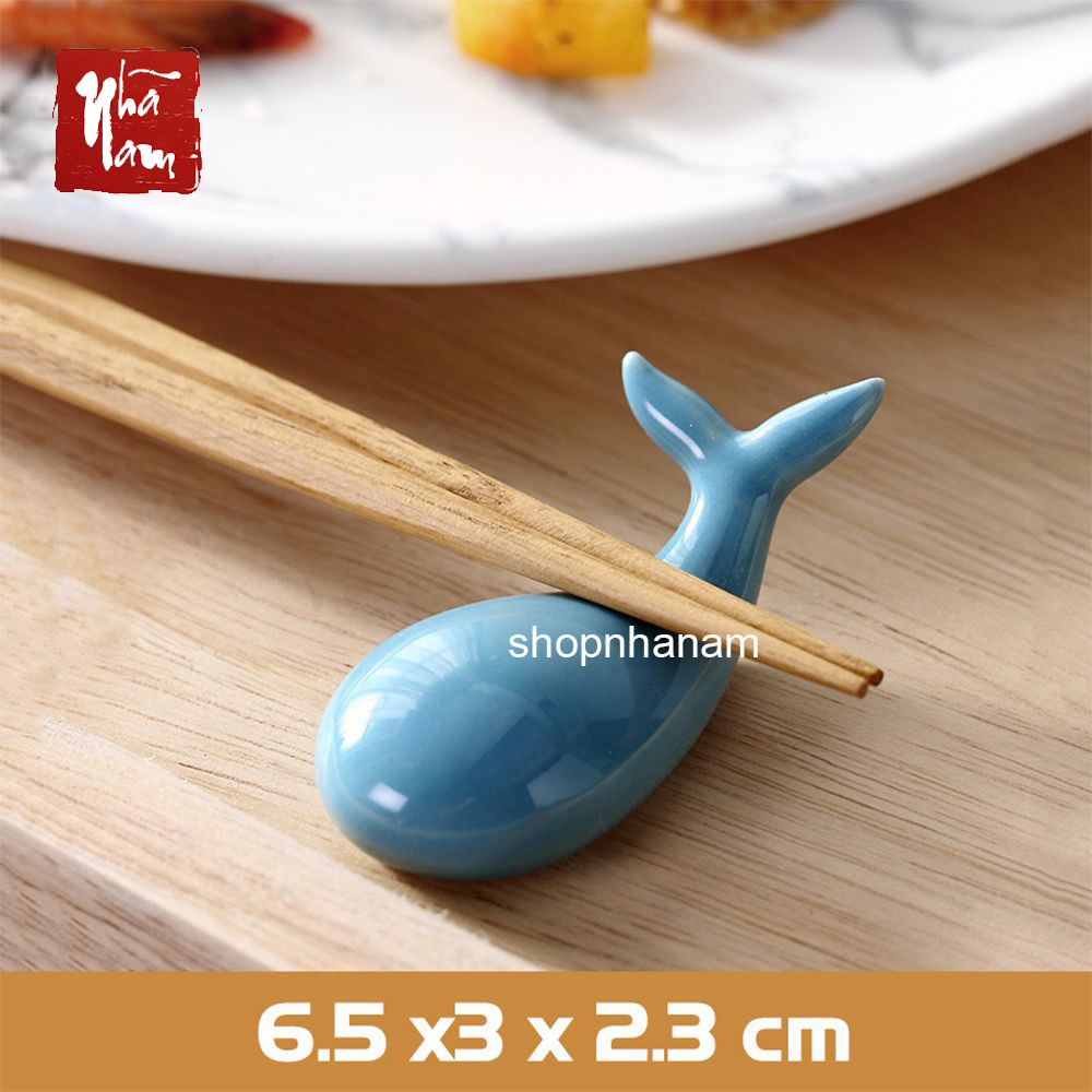 Ceramic Whale Statue Holding Chopsticks on the Dining Table