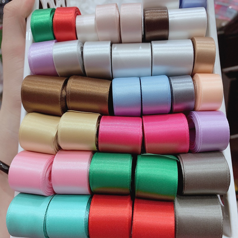 5m Ruy băng lụa satin 1,2cm -2cm nhiều màu