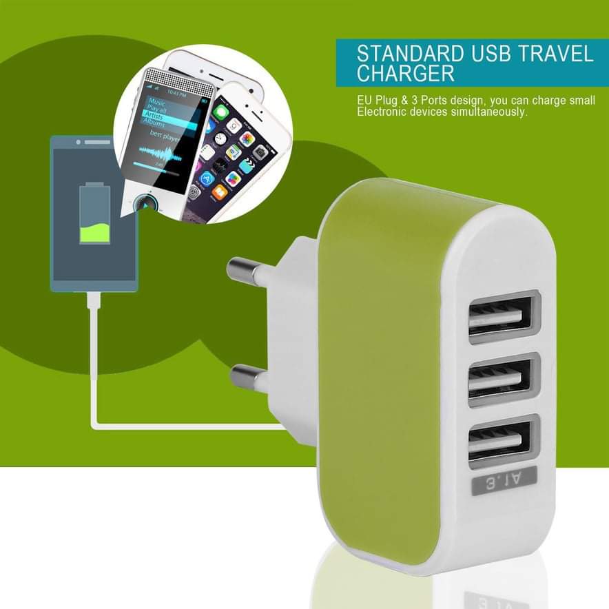 CỦ SẠC THÔNG MINH 3 CỔNG USB NHIỀU MÀU (GIAO MÀU NGẪU NHIÊN)