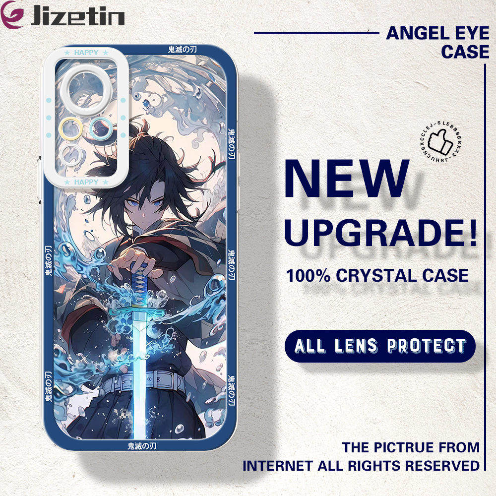 Jizetin for Infinix Note 11 Note 12 G88 Back Cover Transparent Cool Demon Slayer Soft Full Camera Cover Protection Phone Cases. 