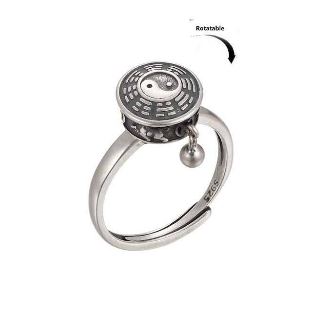 Shuangshuo Anti Stress Anxiety Ring Mandala Flower Finger Rings for Woman Open Adjustable Spinner Rings Fidget Ring Boho Jewelry