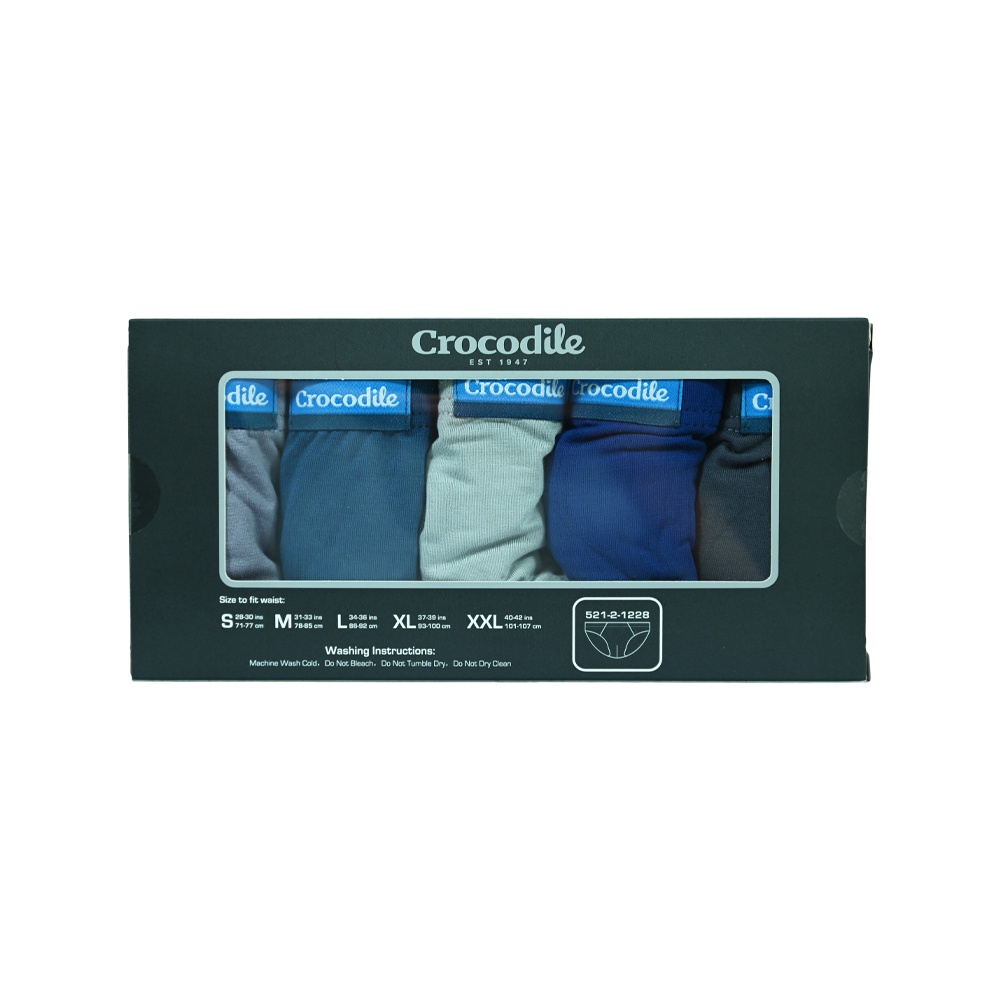 Crocodile 5-Pcs Iconic Basic Men's Underwear(95% Bamboo 5 % Spandex)