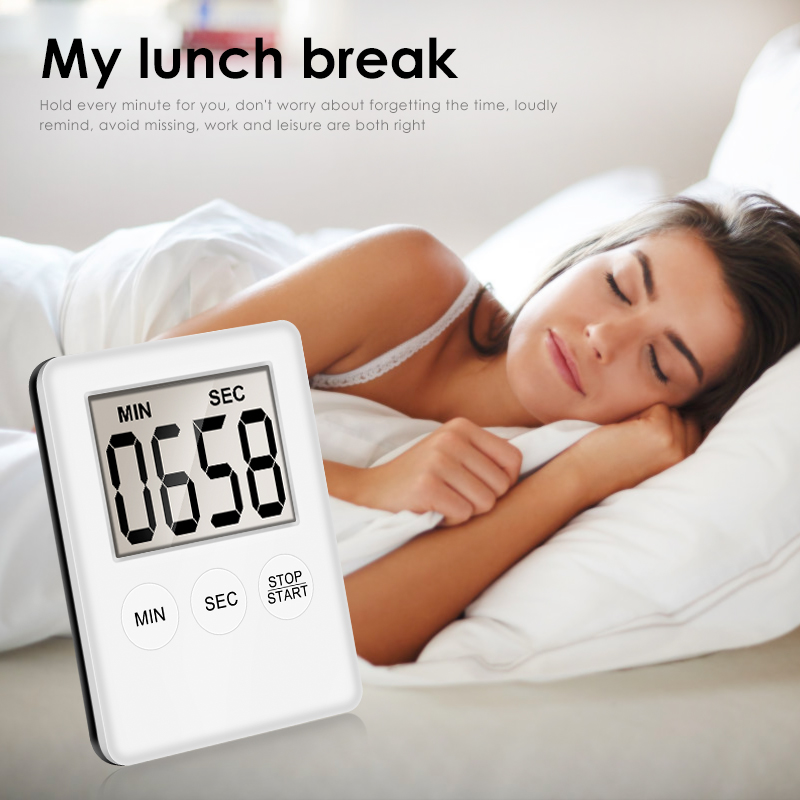 Bahagiha Super Thin LCD Digital Screen Kitchen Timer Square Cooking Count Up Countdown Alarm Magnet Clock Temporizador