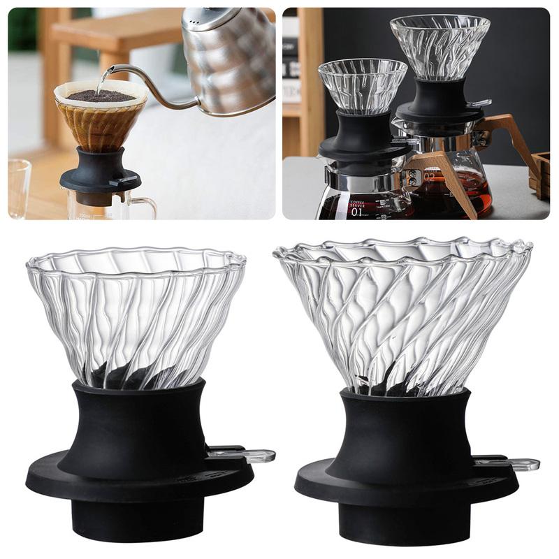 Coffee Filter Glass Silicone Coffee Filting Tool with Button Reusable Spiral Coffee Dripper