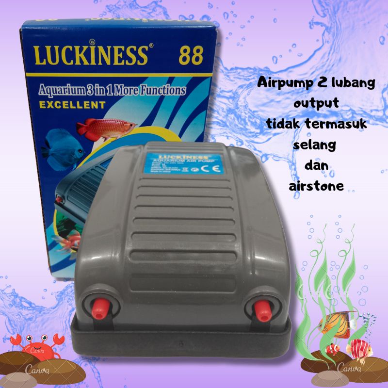 Air Pump Aerator udara Dua Lubang LUCKINESS 88 oksigen dua saluran