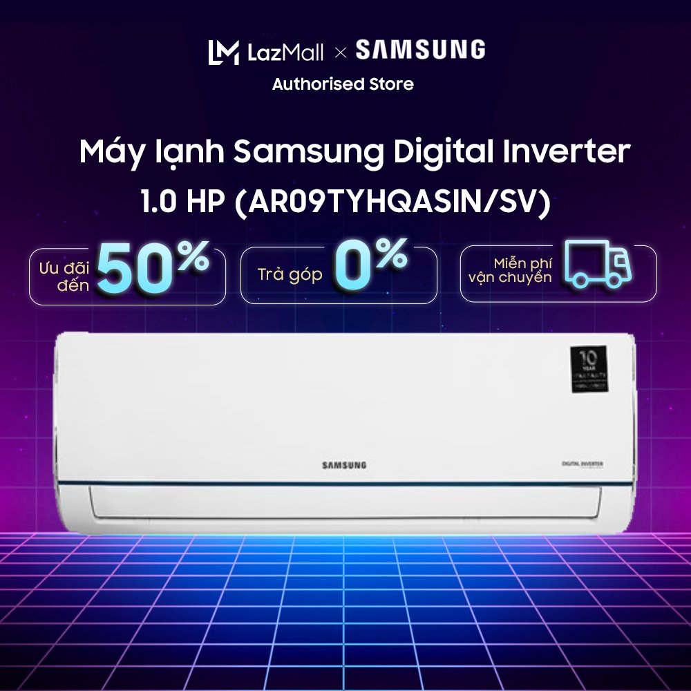 AR09TYHQASINSV – Máy lạnh điều hòa Samsung Digital Inverter 1 HP ( giá chưa bao gồm phí lắp đặt và vật tư lắp đặt)