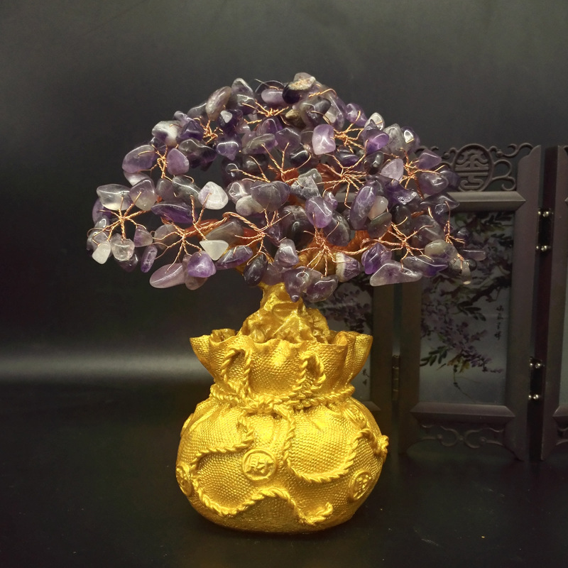 Cây thần tài, cây tài lộc, cây đá phong thủy, cây phát tài, phát lộc, cây trang trí may mắn cao 22cm