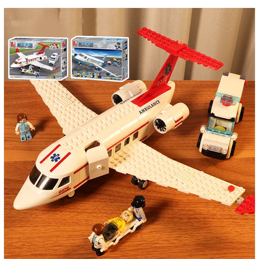 Sluban Bricks Pesawat Penumpang City Pesawat Terbang Kargo Hijau