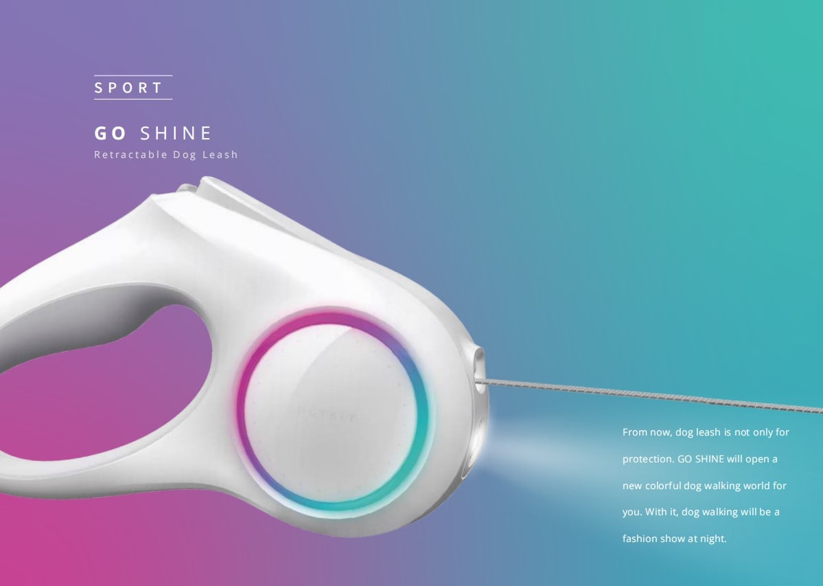 PETKIT Premium Pet Dog LED Retractable Collar Leash with Lock and