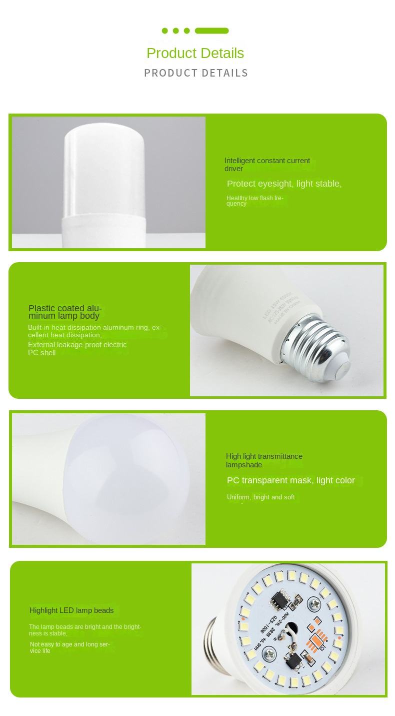 Generation Led Cylindrical Bulb, E27 Screw Socket, Household Lighting Long Bulb, White Light/yellow Light, 220V, 5W/10W/15W/20W