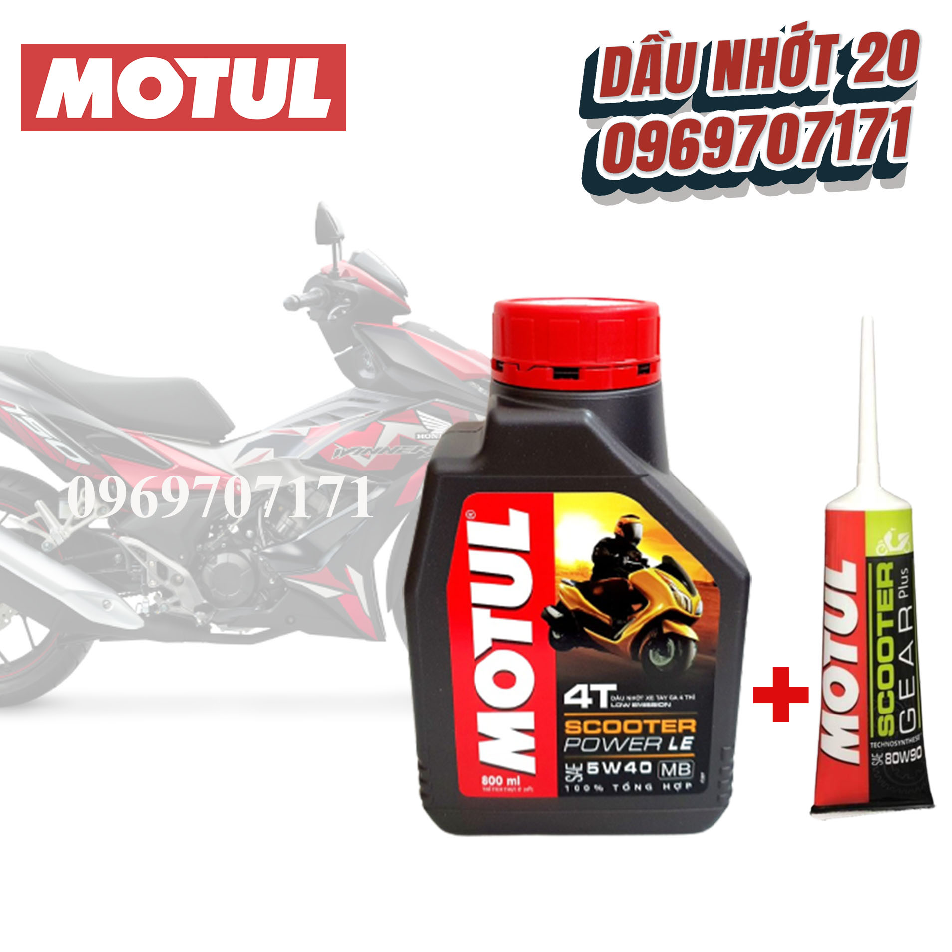 Combo nhớt tay ga motul scooter power le 5w40 0.8 lít & nhớt láp motul scooter gear plus 80w90 gl-5 120ml