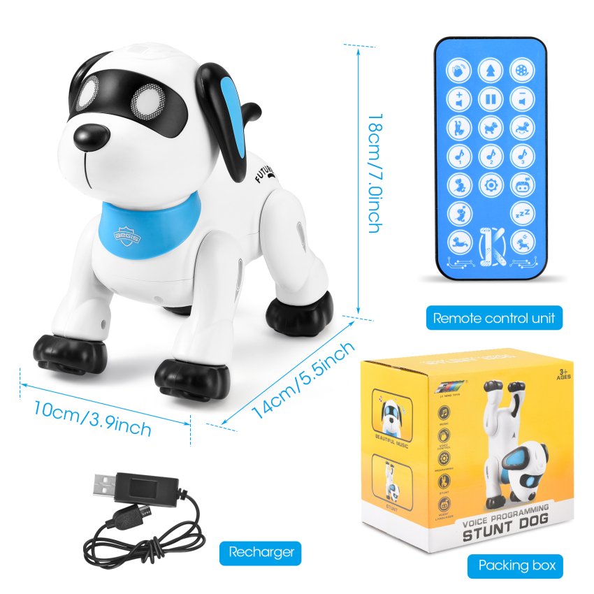 Remote Control Robot Dog Toy, Programmable Interactive & Smart Dancing Robots For Kids 5 And Up, RC Stunt Toy Dog With Sound LED Eyes, Electronic Pets Toys Robotic Dogs For Kids Gifts