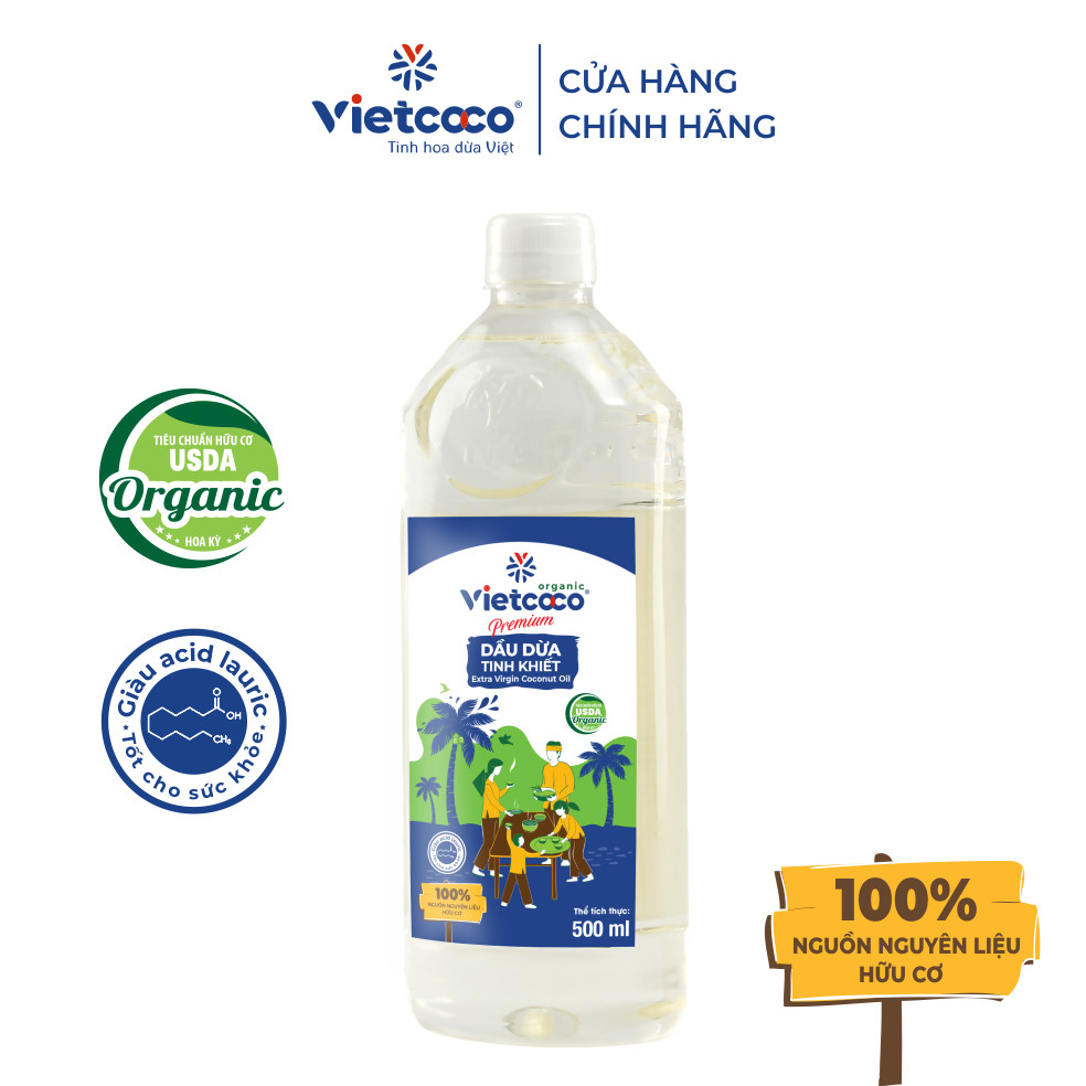 Dầu dừa Vietcoco tinh khiết Organic chai 500ml