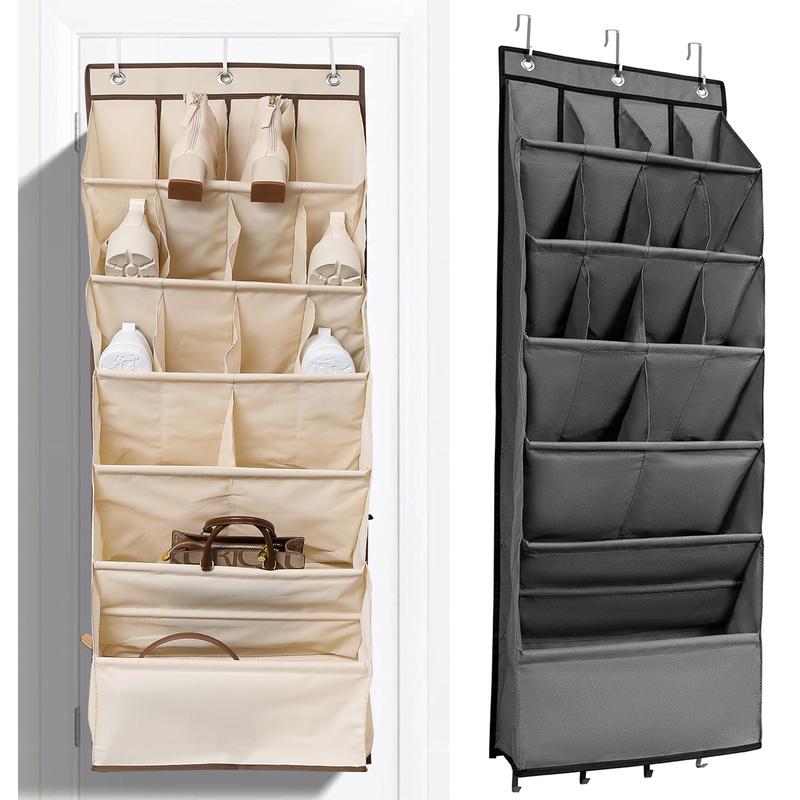 Over The Door Shoe Organizer Large Capacity Hanging Door Shoe Rack with 16  Pockets 600D Oxford Cloth Hanging Shoe Organizer