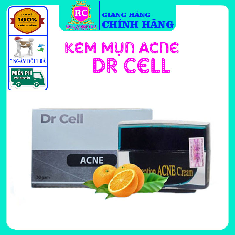 Kem mụn acne dr cell, sạch mụn, ngừa viêm, mờ thâm và sáng da, hộp 30g