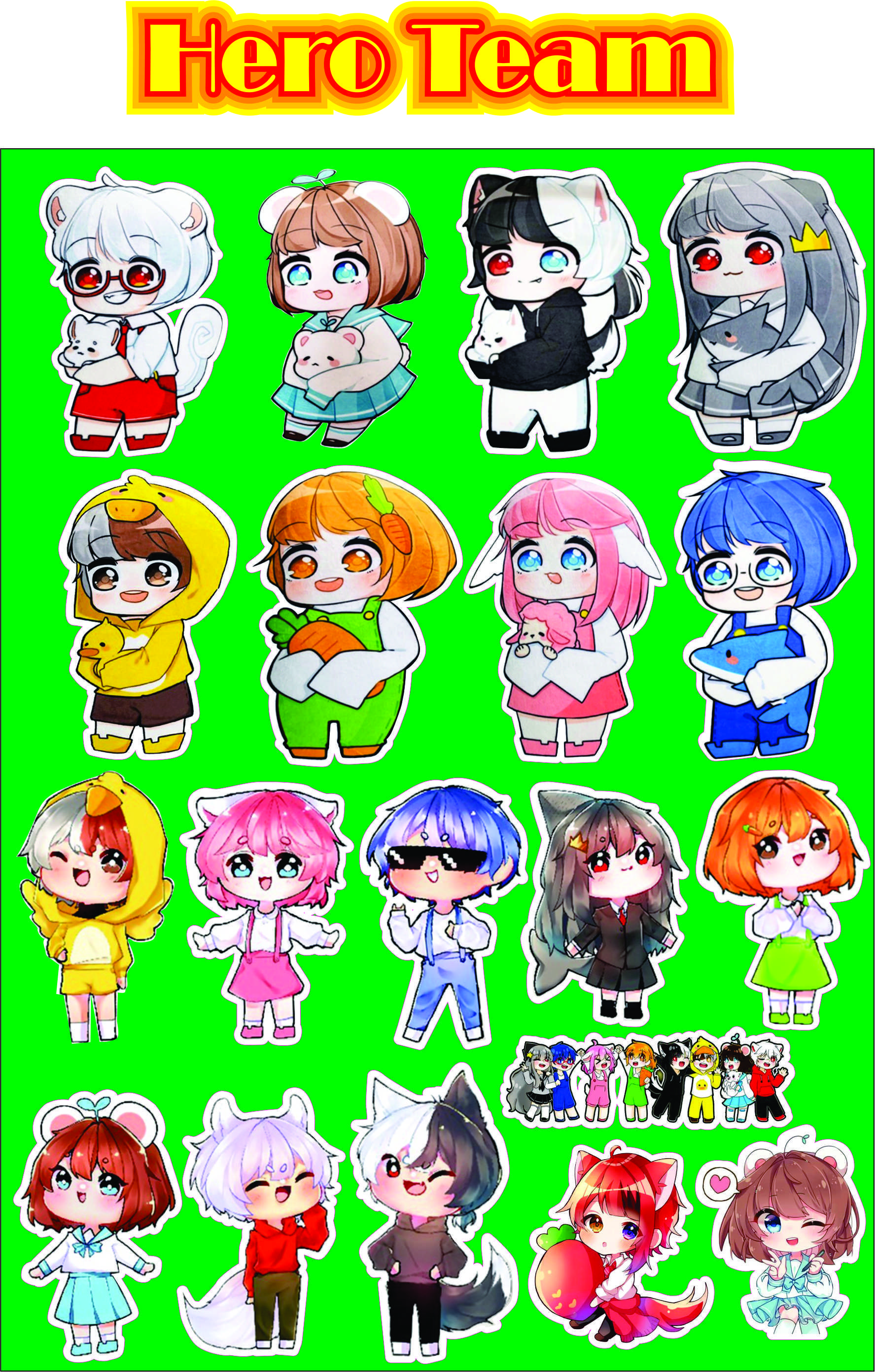 Sticker/ Hình dán Hero Team 1
