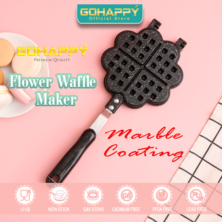 Cetakan Kue Flower Waffle Maker Marble Nonstick Alat cetak crofel