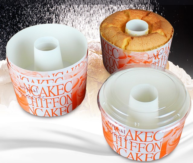 DISPOSABLE OVEN BAKED CHIFFON CAKE MOULD WITH COVER STICKERS