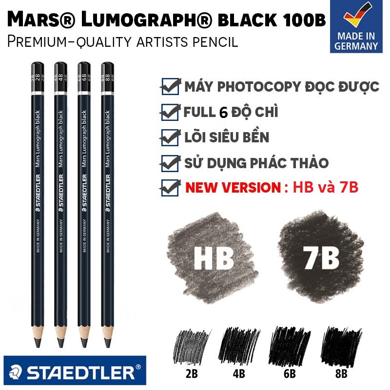 [Space Art Store] Bút Chì STAEDTLER Mars Lumograph Black (bút lẻ)