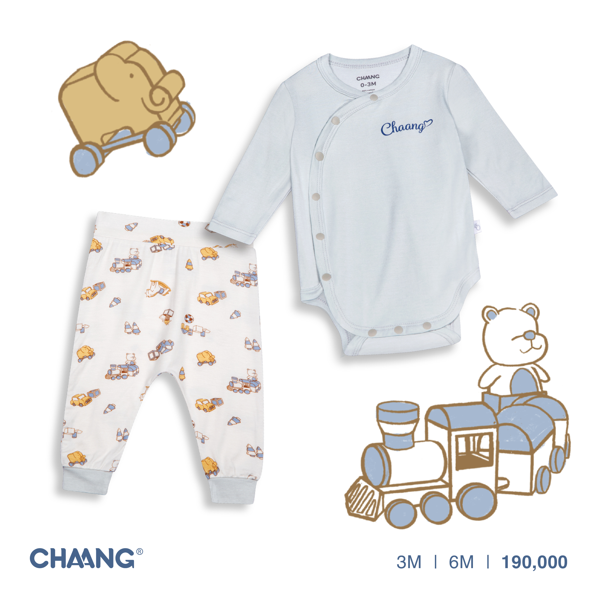 [CHAANG] Bộ Bodychip Cúc Chéo Active Ghi Chaang