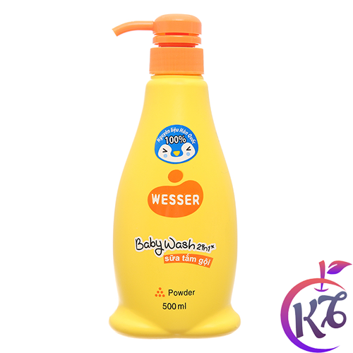 Sữa tắm dầu gội đầu Wesser 500ml Bubble Powder hương phấn 2 in 1 an toàn cho bé - sua tam dau goi wesser toan than cho tre so sinh