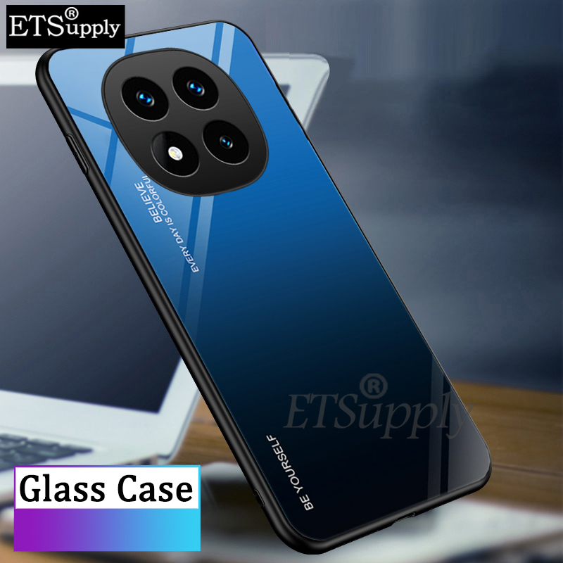 Phone case Xiaomi Poco X7 Pro Gradient Mirror Tempered Glass Protector Hard Back Cover Poco X7 Case.