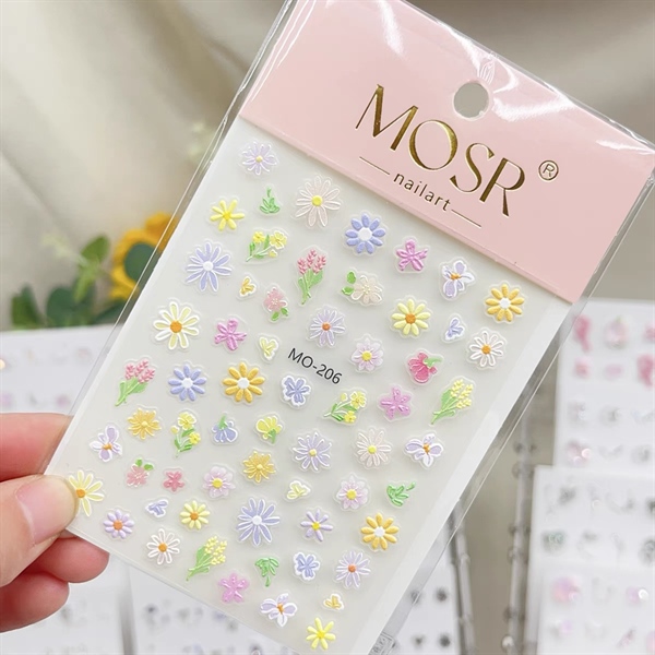 Sticker nổi hình hoa dán móng