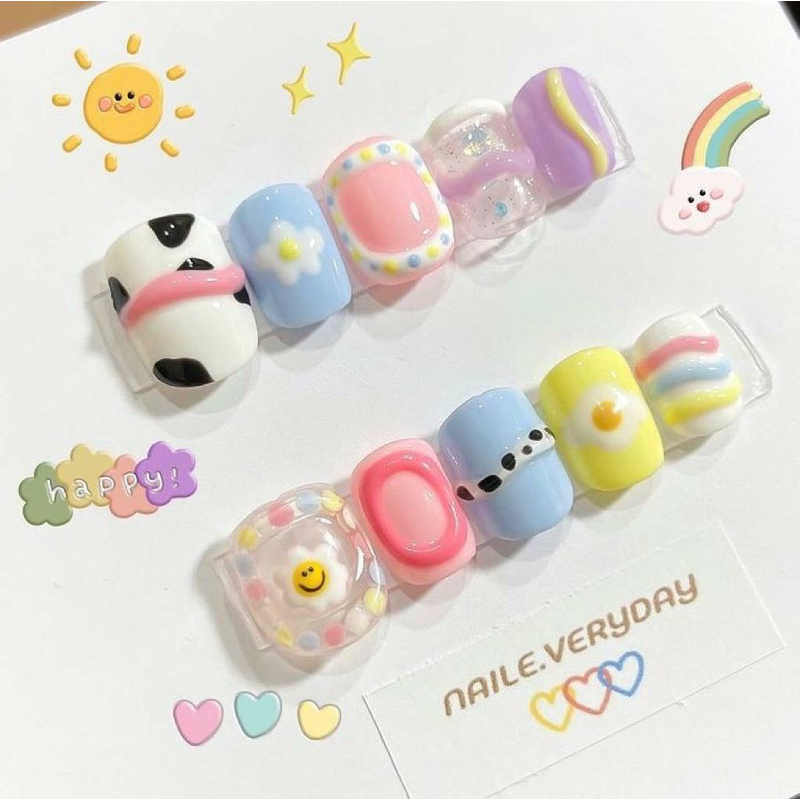 Nailbox -Móng giả thiết kế thủ công Mẫu xinh đáng yêu - màu pastel nhẹ nhàng