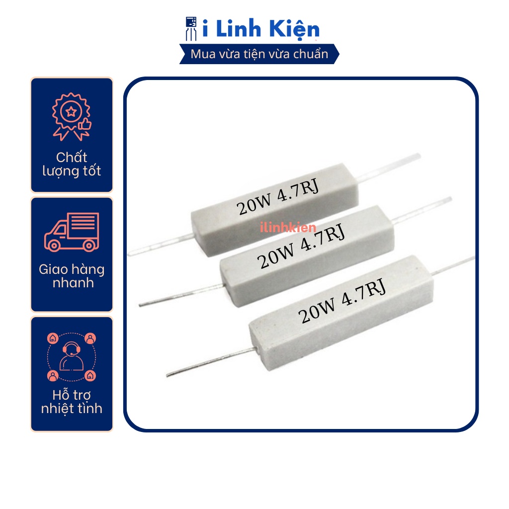 Điện trở sứ 20w 4.7r 5% chất lượng tốt